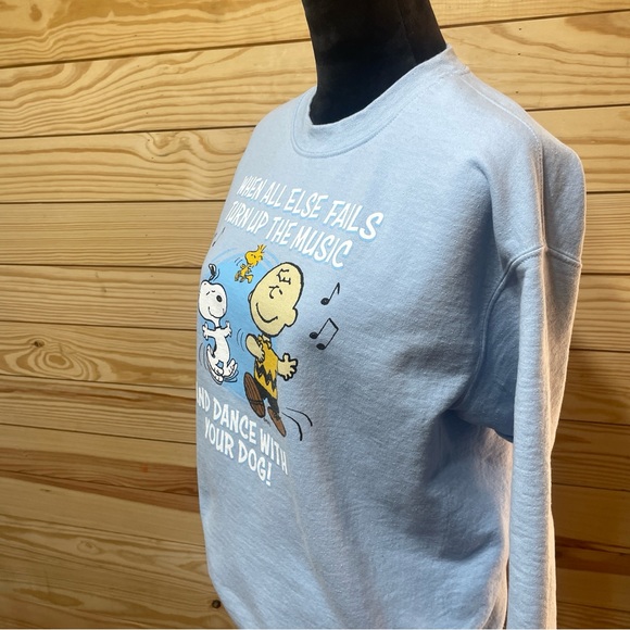 Peanuts Charlie Brown Sweatshirt When All Else Fails Dance Dog Light Blue M - Picture 2 of 5